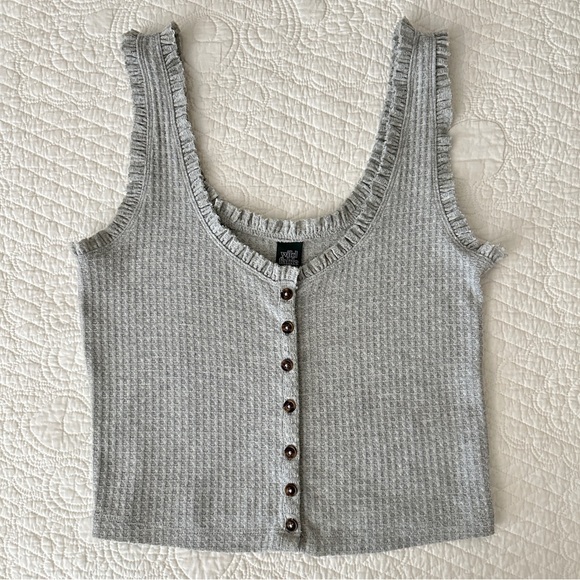 wild fable Tops - Wild Fable Women's Gray Button-Front Waffle Tank Top